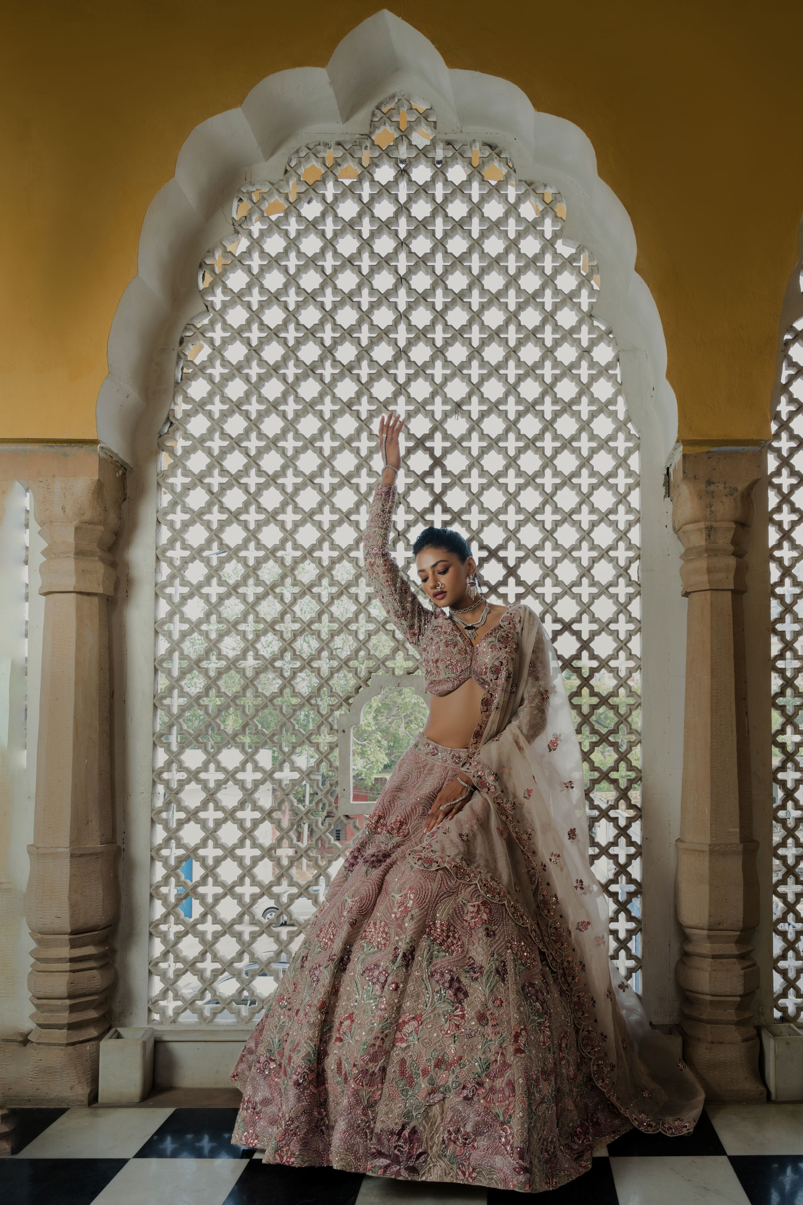 Royal Mauve Hand-Embroidered Lehenga Set