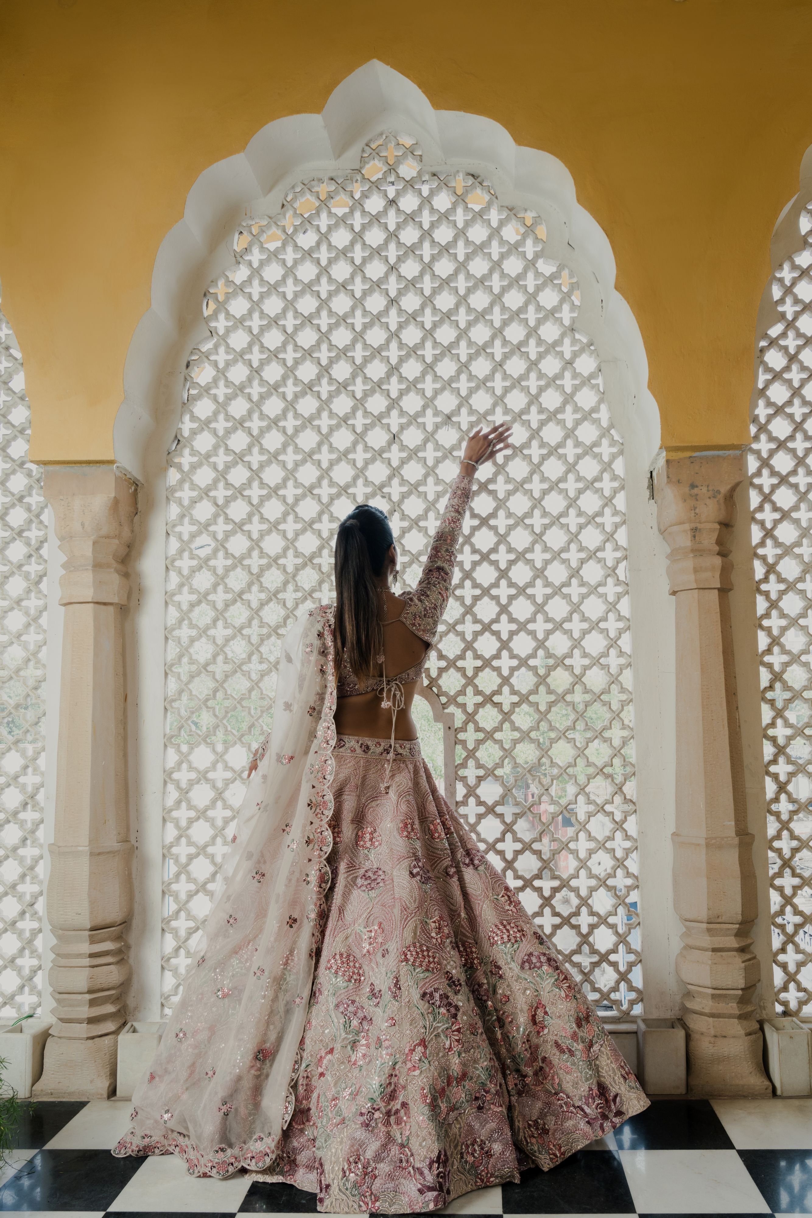Royal Mauve Hand-Embroidered Lehenga Set