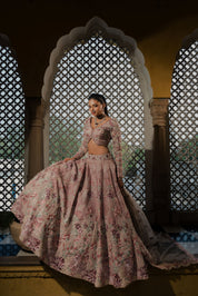 Royal Mauve Hand-Embroidered Lehenga Set