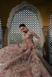 Royal Mauve Hand-Embroidered Lehenga Set