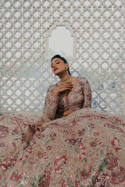 Royal Mauve Hand-Embroidered Lehenga Set