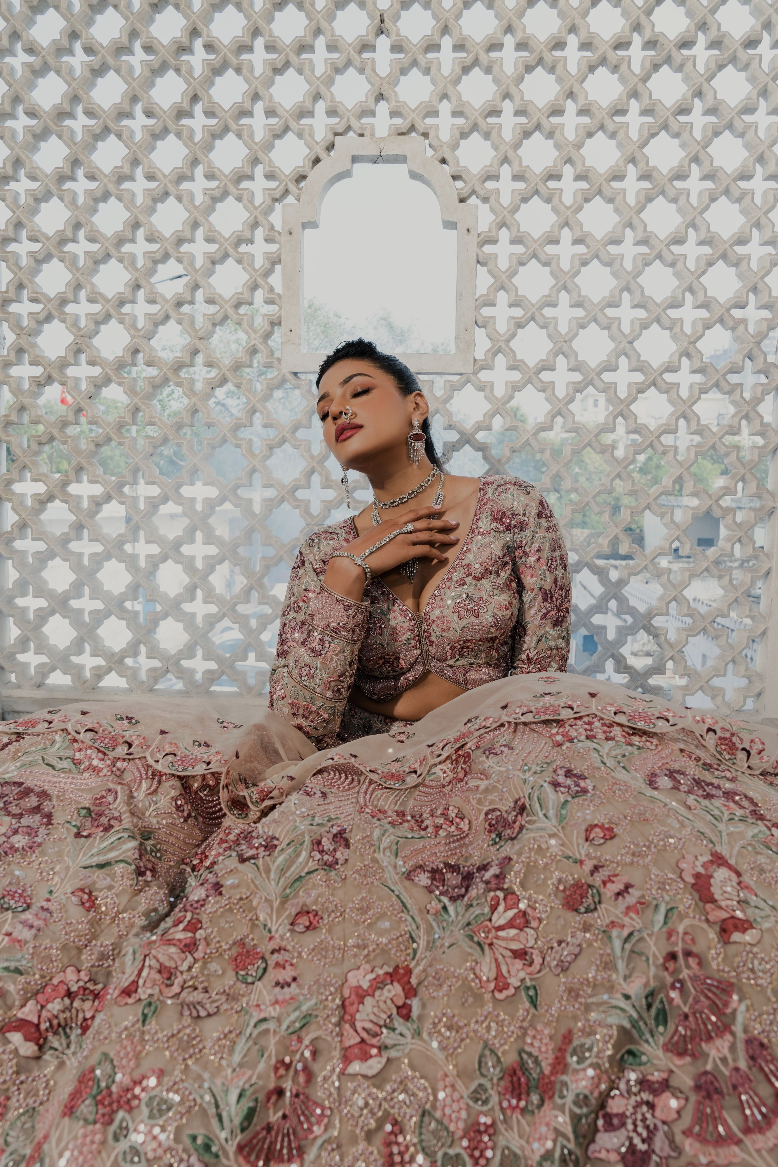 Royal Mauve Hand-Embroidered Lehenga Set
