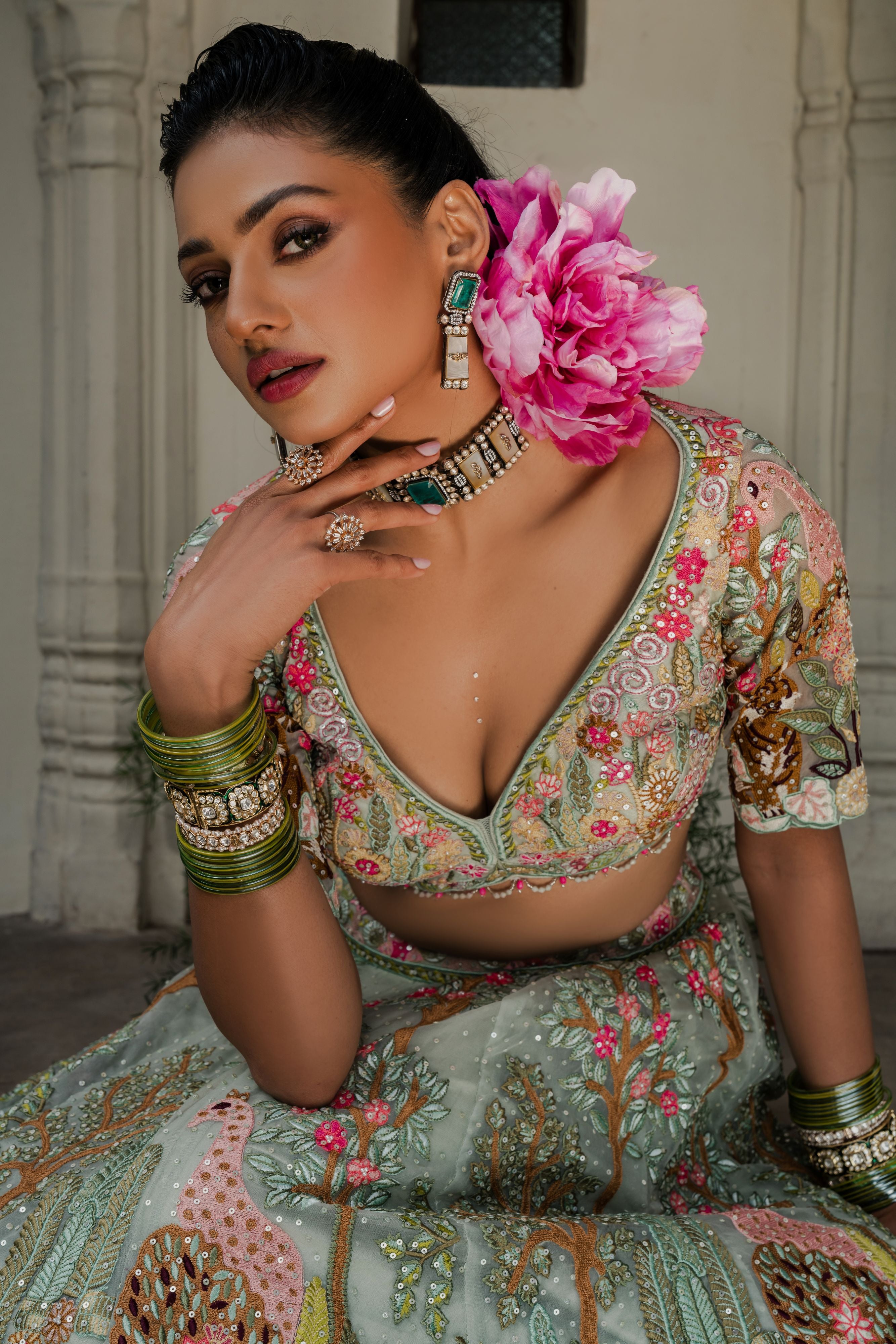 Garden Pastel Embroidered Lehenga