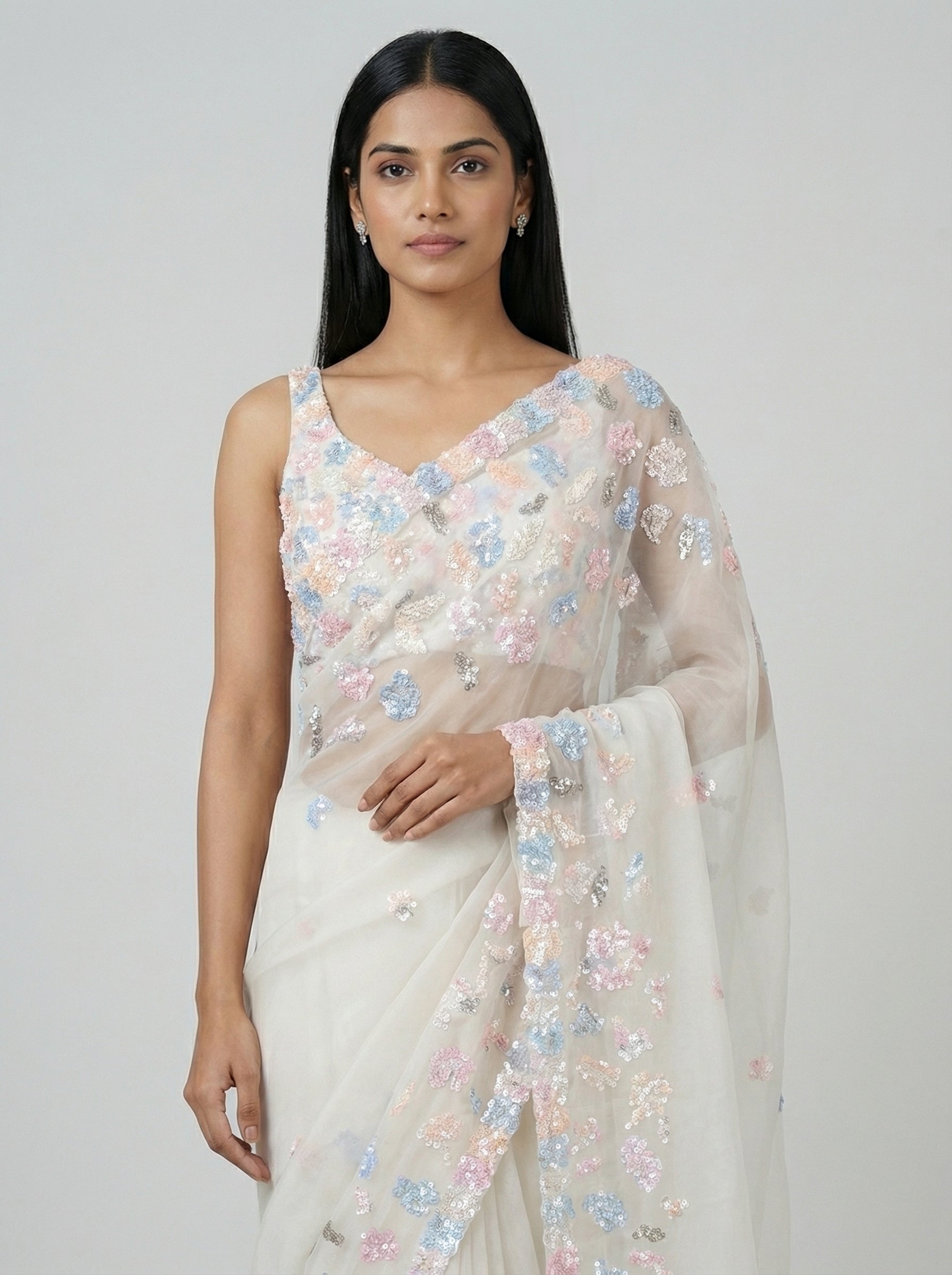 DIVA Celebration Georgette Saree with Heavy Multicolour Sequin Work | Premium Party Wear Saree