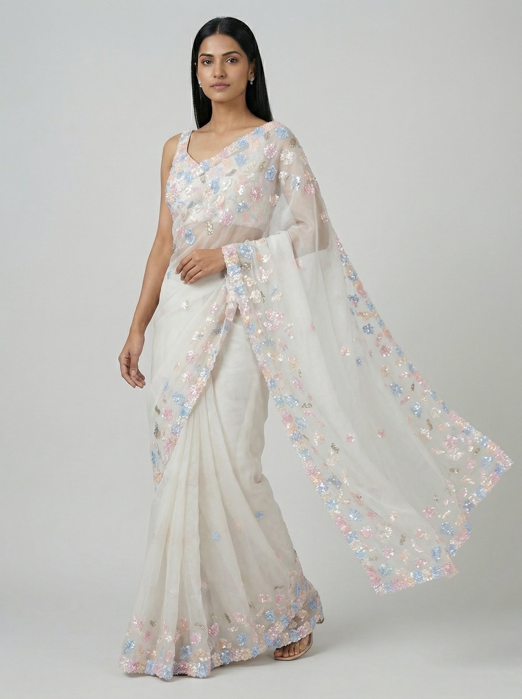DIVA Celebration Georgette Saree with Heavy Multicolour Sequin Work | Premium Party Wear Saree