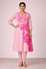 Pink Satin Cotton Salwar Set