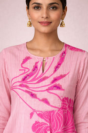 Pink Satin Cotton Salwar Set