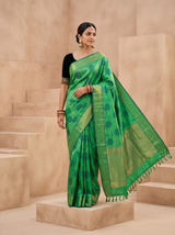 Kanchipuram Silk Saree in Emerald Green with Zari Woven Border