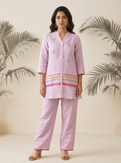 Lilac Linen Cotton Co-ord Set – Everyday Kameez & Pants