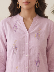 Lilac Linen Cotton Co-ord Set – Everyday Kameez & Pants