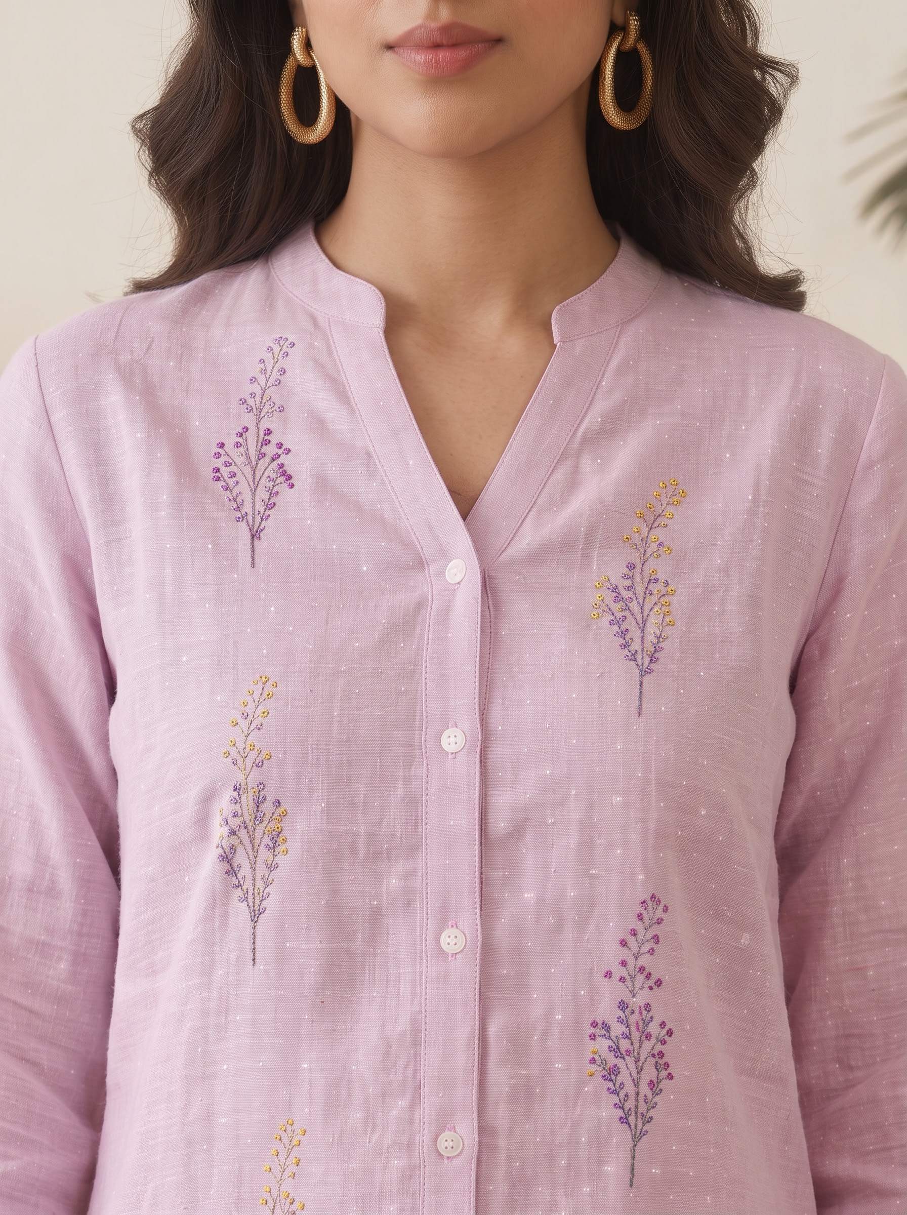 Lilac Linen Cotton Co-ord Set – Everyday Kameez & Pants