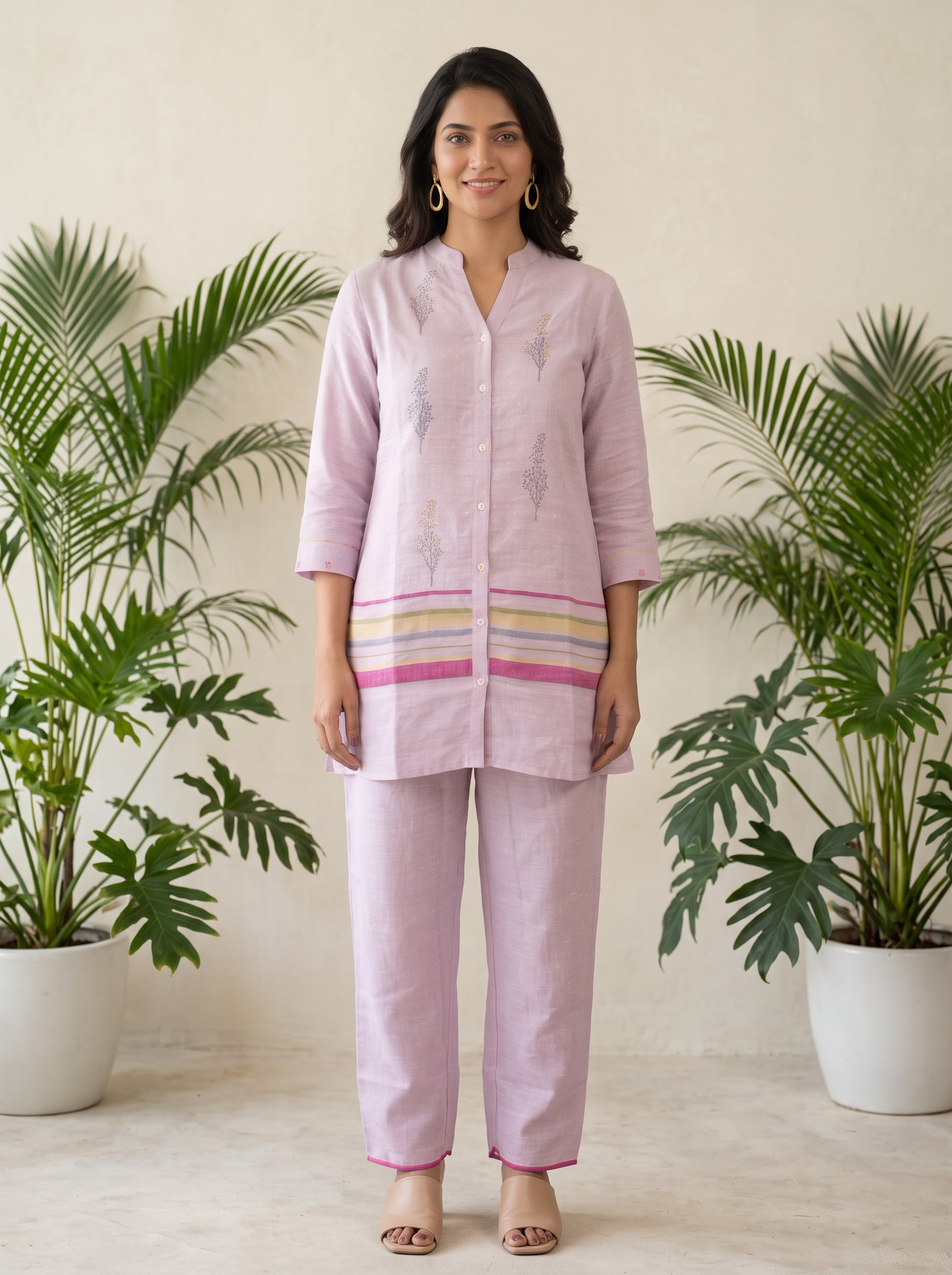 Lilac Linen Cotton Co-ord Set – Everyday Kameez & Pants