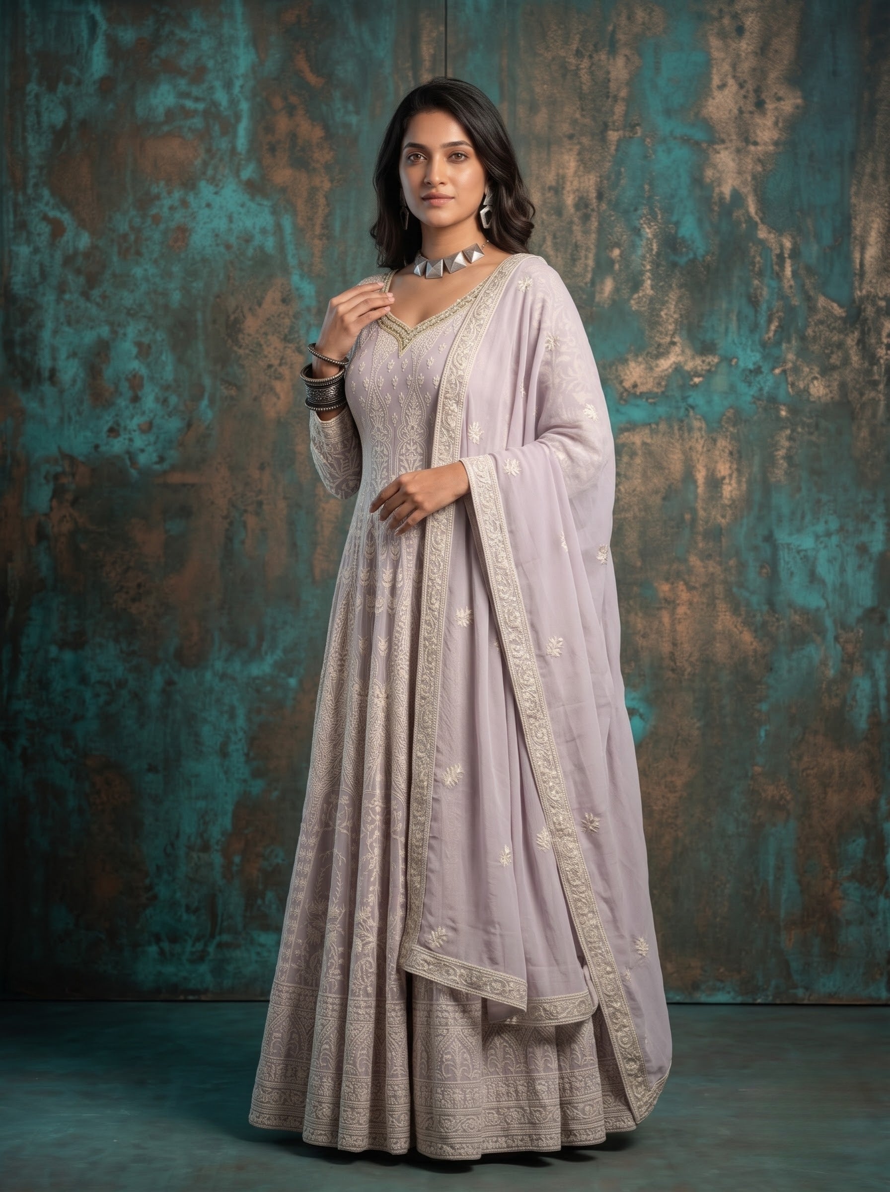 Lavender Georgette Anarkali Set – Festive & Wedding Wear