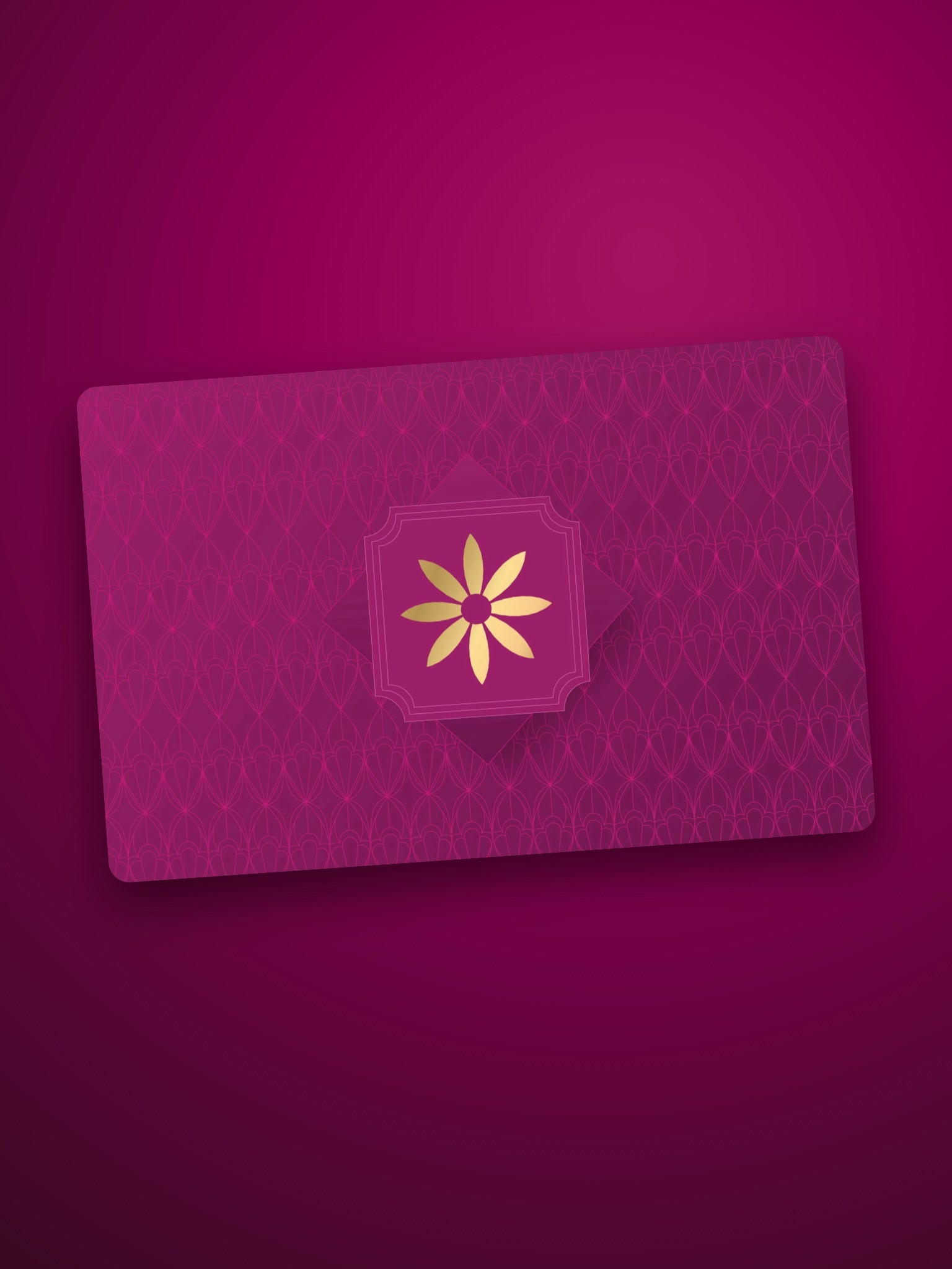 Diva Celebration Lounge gift card, plum with a gold flower