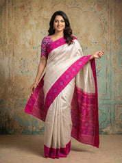 Kanchipuram Silver Tissue Double Ikkat Patola Saree