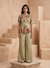 Sage Zardosi Peplum Palazzo Set