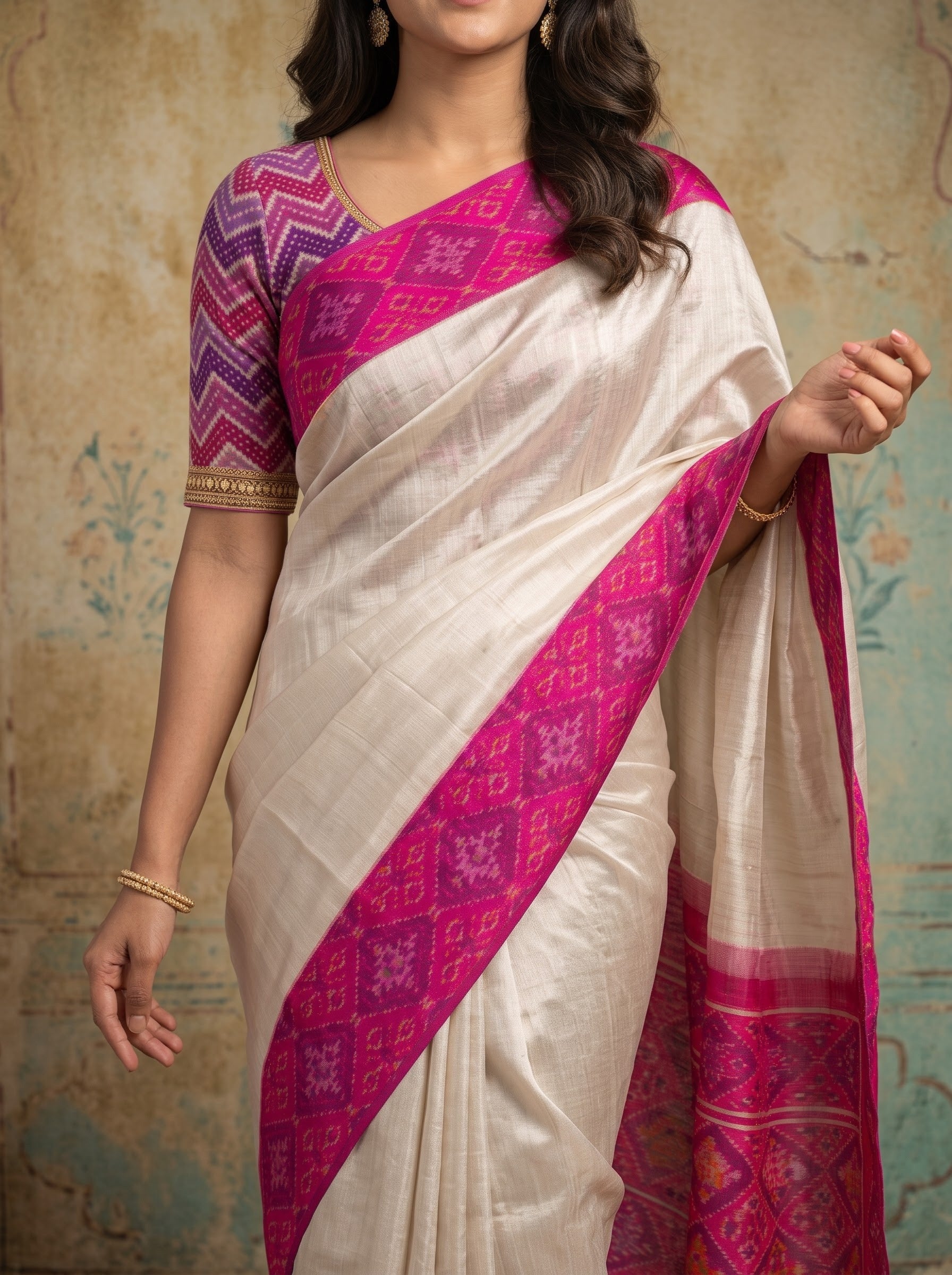Kanchipuram Silver Tissue Double Ikkat Patola Saree