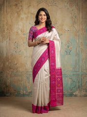 Kanchipuram Silver Tissue Double Ikkat Patola Saree
