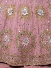 Semi Crepe Floral Appliqué Lehenga with Net Dupatta – Festive Edit