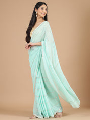 Sky Blue Georgette Saree with Delicate Ribbon Work