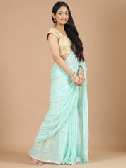 Sky Blue Georgette Saree with Delicate Ribbon Work