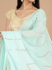 Sky Blue Georgette Saree with Delicate Ribbon Work