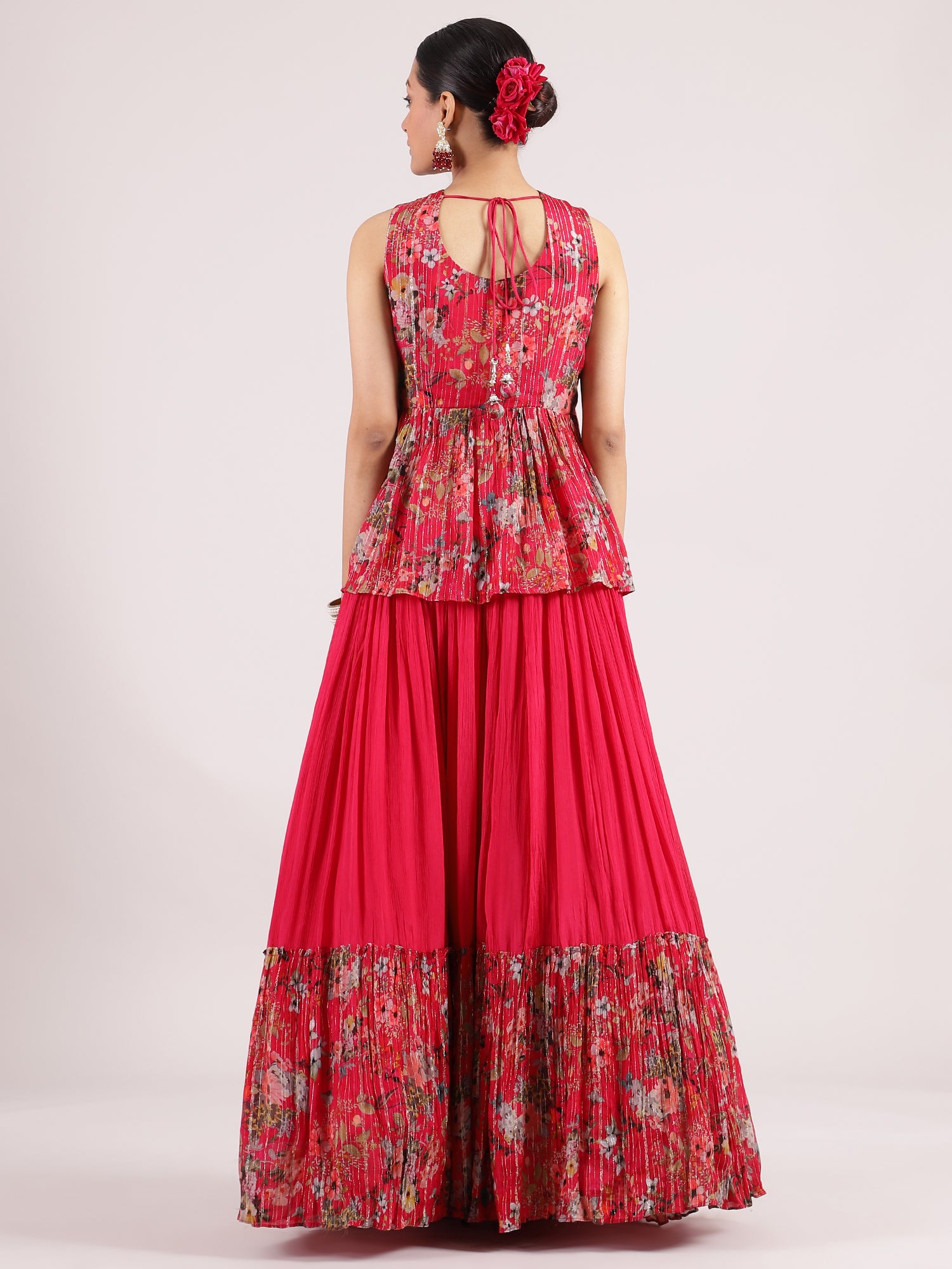 Radiant Red Georgette Peplum Lehenga with Exquisite Embroidery