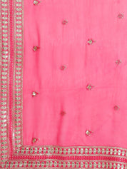 Pink Cotton Applique Lehenga with Brocade Blouse & Kotapatti Embroidery