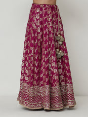 Maroon Banarasi Lehenga with Brocade Sequence Blouse