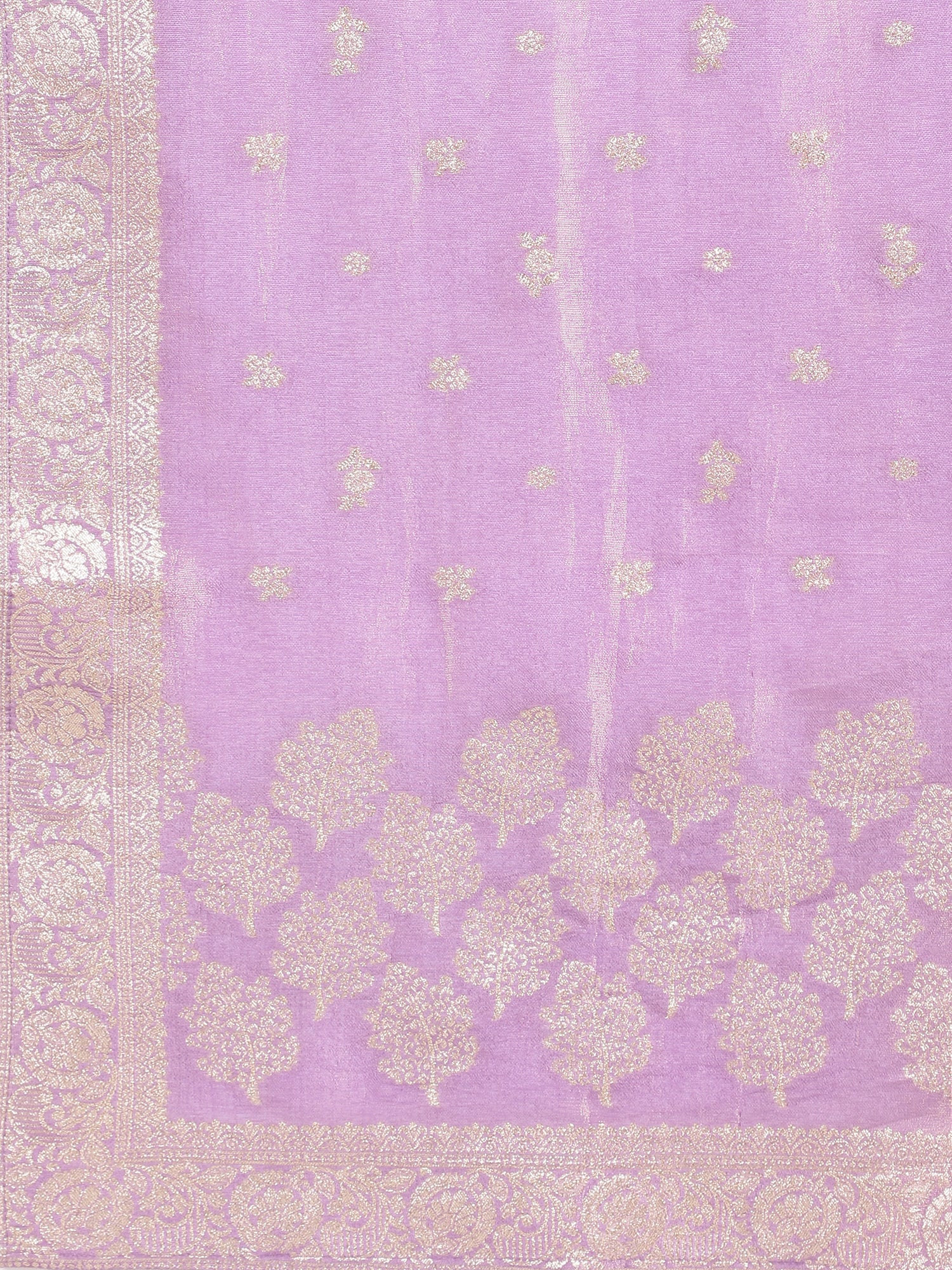 Graceful Lilac Banarasi V-Neck Salwar Suit with Matching Dupatta