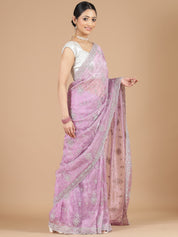 Lavender Tissue Organza Saree with Dazzling Stonework