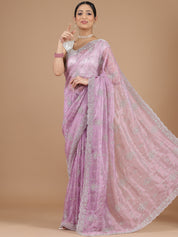 Lavender Tissue Organza Saree with Dazzling Stonework