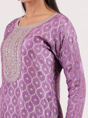 Purple Banarasi Salwar Suit with Matching Dupatta & Bottom