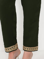 Stunning Mehendi Green Sequence Embroidery Salwar Suit with Narrow Pants