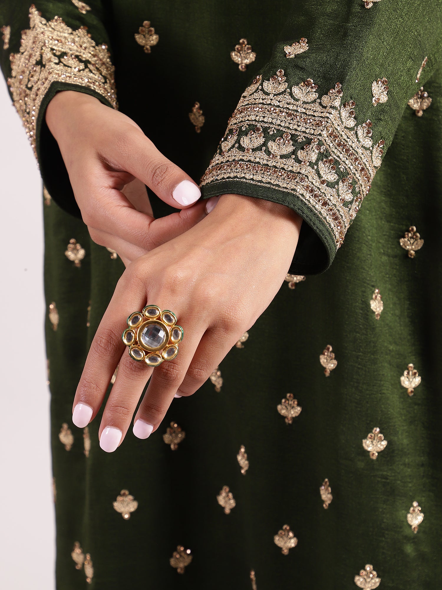 Stunning Mehendi Green Sequence Embroidery Salwar Suit with Narrow Pants