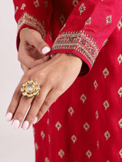 Stunning Reddish Pink Silk Sequence Salwar Suit with Contrast Dark Purple Dupatta