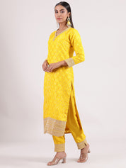 Vibrant Yellow Raw Silk Salwar with Kotapatti Embroidery & Narrow Pants