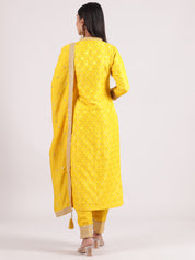 Vibrant Yellow Raw Silk Salwar with Kotapatti Embroidery & Narrow Pants