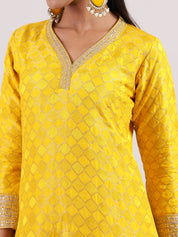 Vibrant Yellow Raw Silk Salwar with Kotapatti Embroidery & Narrow Pants