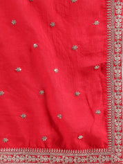 Elegant Red Raw Silk Salwar with Kotapatti Embroidery & Narrow Pants