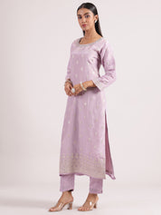 Elegant Lilac Silk Salwar Suit with Banarasi Dupatta and Sequin Embroidery