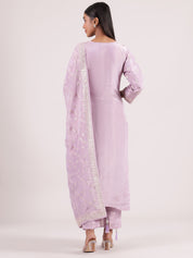 Elegant Lilac Silk Salwar Suit with Banarasi Dupatta and Sequin Embroidery