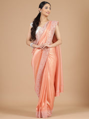 Orange Tissue Saree with Stone Embellishment