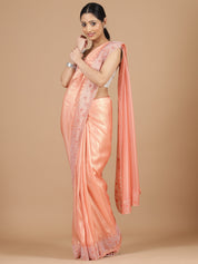 Orange Tissue Saree with Stone Embellishment