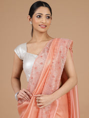 Orange Tissue Saree with Stone Embellishment