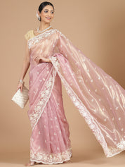 Baby Pink Jimmy Choo Saree with Intricate Embroidery