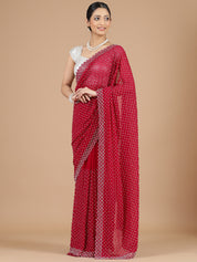 Red Georgette Saree with Dazzling Stonework