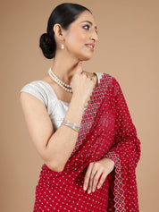 Red Georgette Saree with Dazzling Stonework