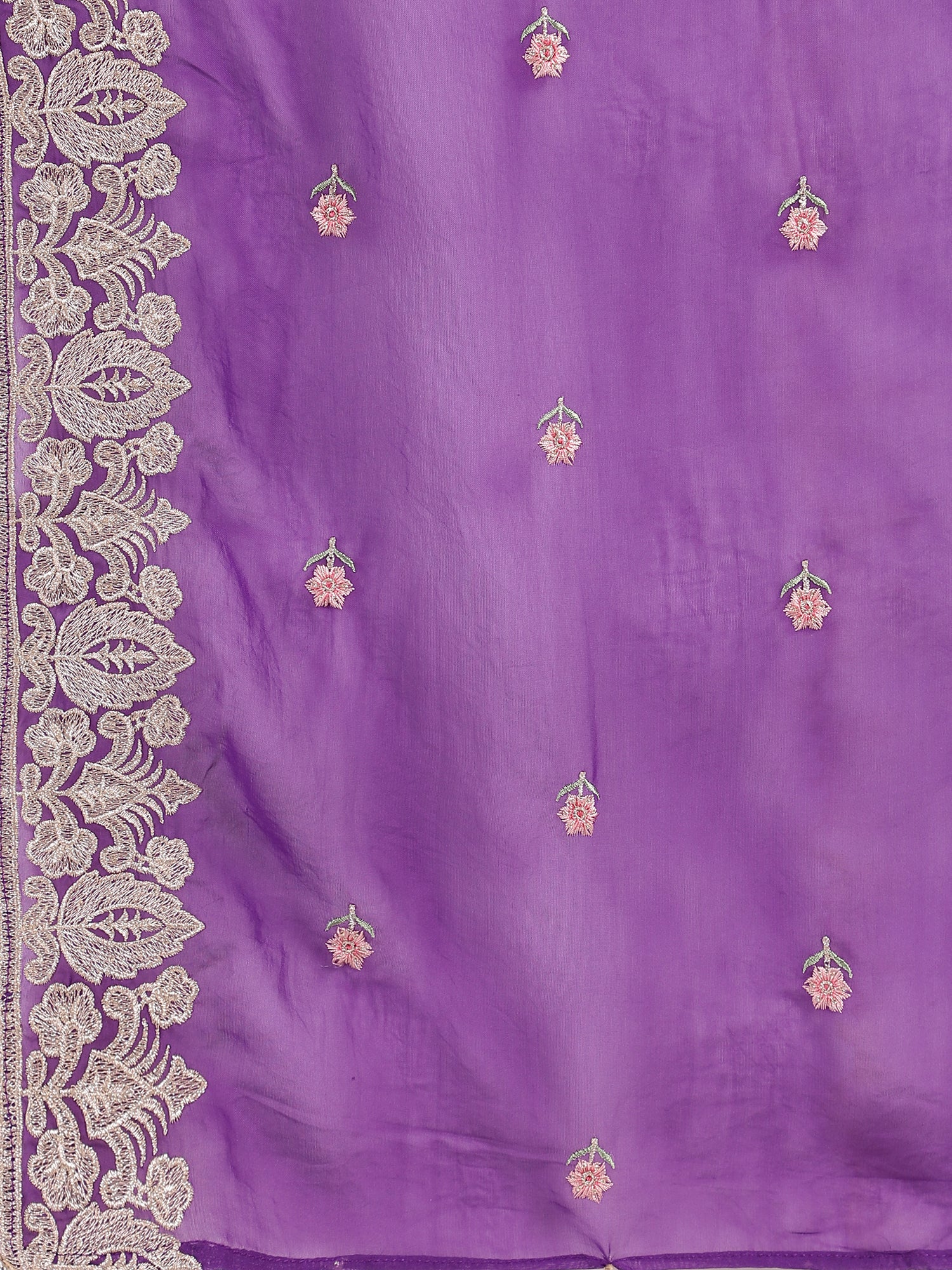 Elegant Dark Purple Embroidered Salwar Suit with Organza Duppatta