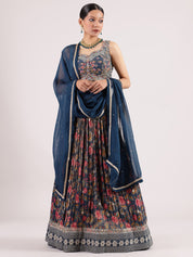 Exquisite Aegean Silk Crepe Lehenga with Cutdana Embroidered Blouse